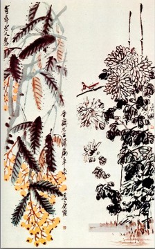  Crisantemo Pintura al %c3%b3leo - Crisantemo y níspero Qi Baishi tradicional China